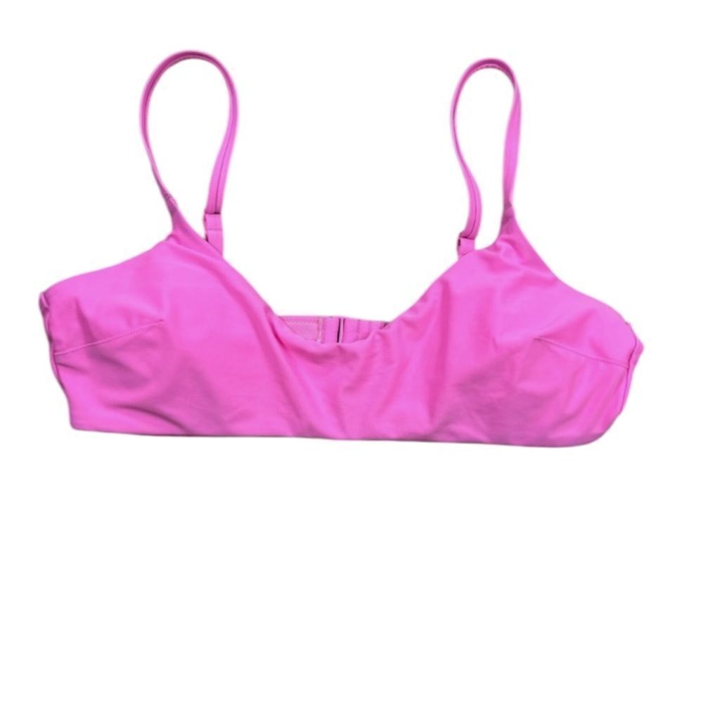 NWT aerie scoop bikini top womens size large bright pink with adjustable straps